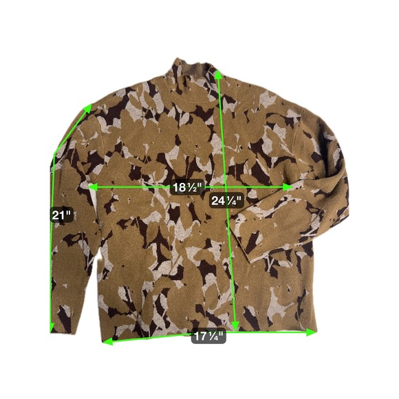 Anthropologie Floral Brown and Cream Mock Neck Knit Sweater Medium - Picture 4 of 6